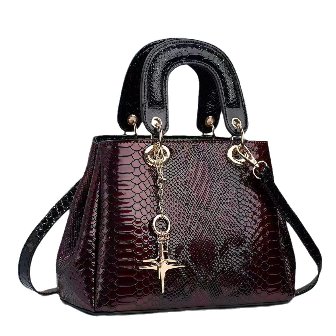 Sarah Express Crocodile Pattern Structured Messenger Bag