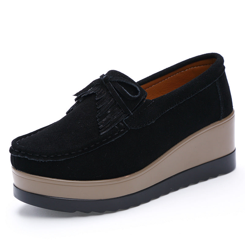Sarah Express Bow Detail Wedge Slip-On Flats Black