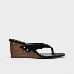Sarah Express Lightweight Round Toe Casual Wedge Sandals Black