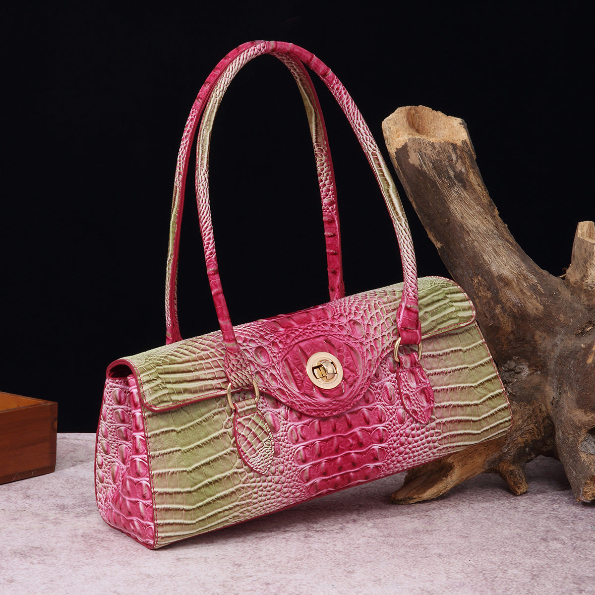 Sarah Express Crocodile Embossed Shoulder Tote Bag