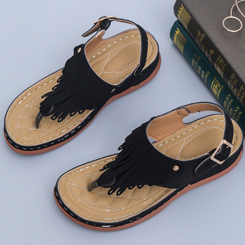 Sarah Express Women's Roman Cutout Wedge Beach Sandals Black