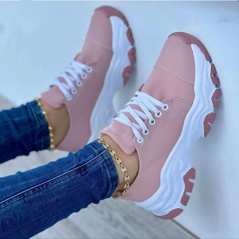 Sarah Express Women's Lace-Up Platform Walking Sneakers