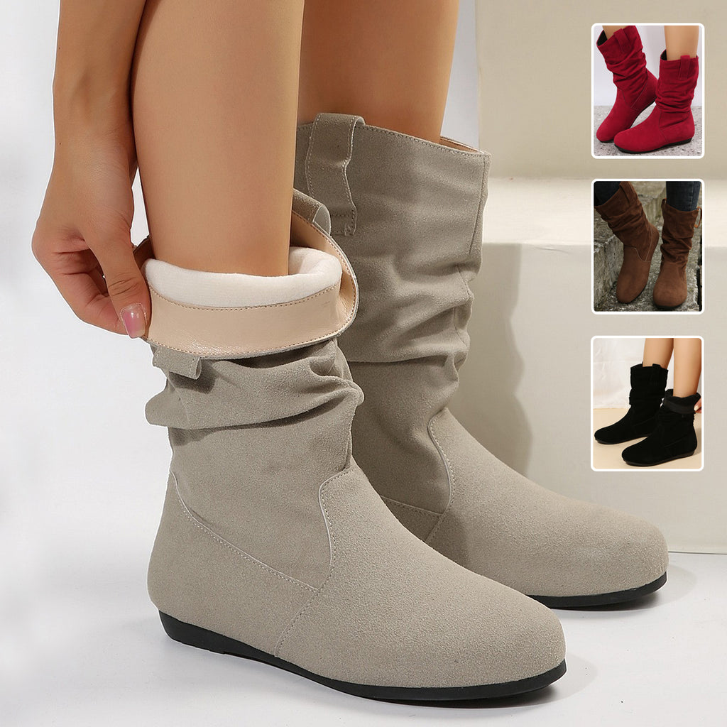 Sarah Express Suede Mid-Calf Flat Boots