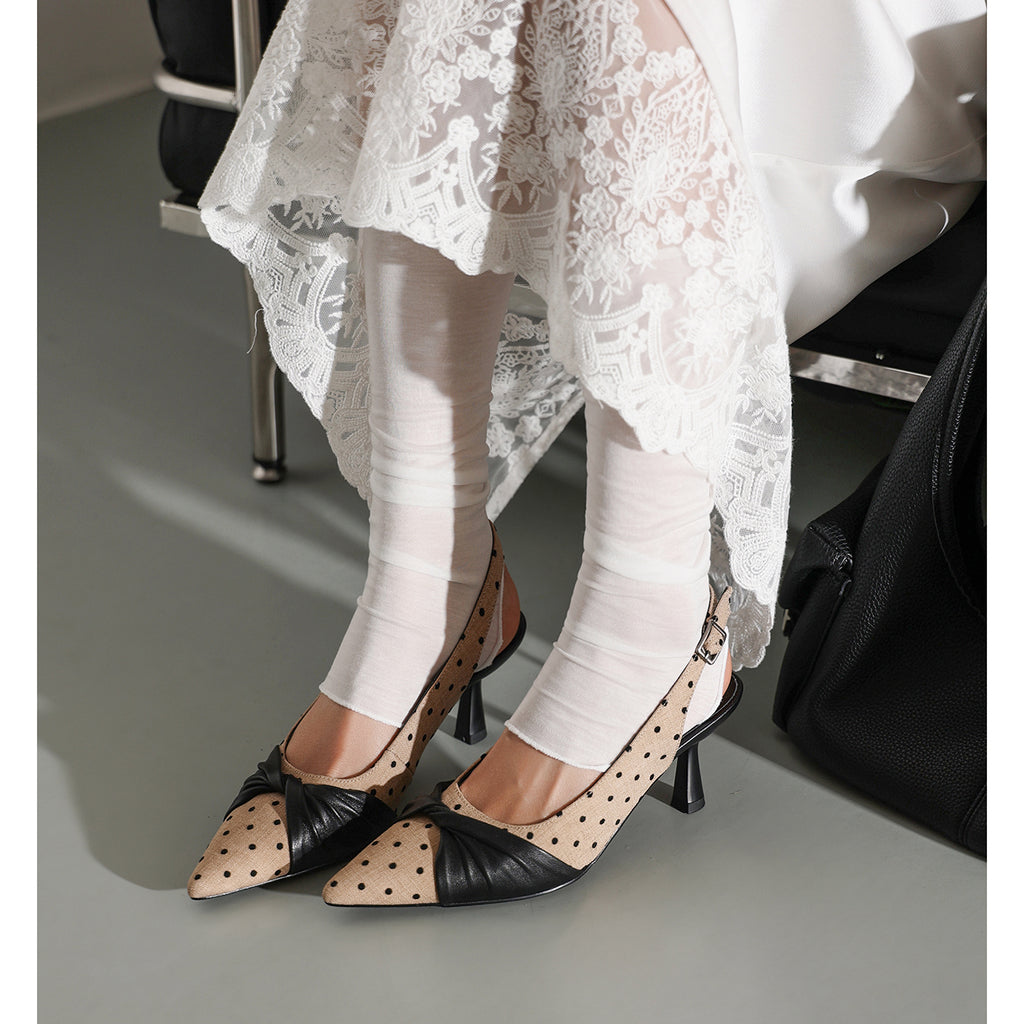 Sarah Express Polka Dot Lambskin Slingback Pumps