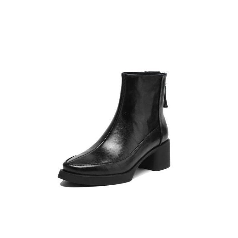 Sarah Express Genuine Leather High-Heel Ankle Boots