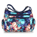 Sarah Express Printed Canvas Crossbody Shoulder Bag Blue Flower