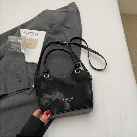 Sarah Express Korean Chic Patchwork Bucket Tote Bag Black No Pendant