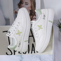 Sarah Express Casual Butterfly Embroidered Flat Sneakers Green Ordinary