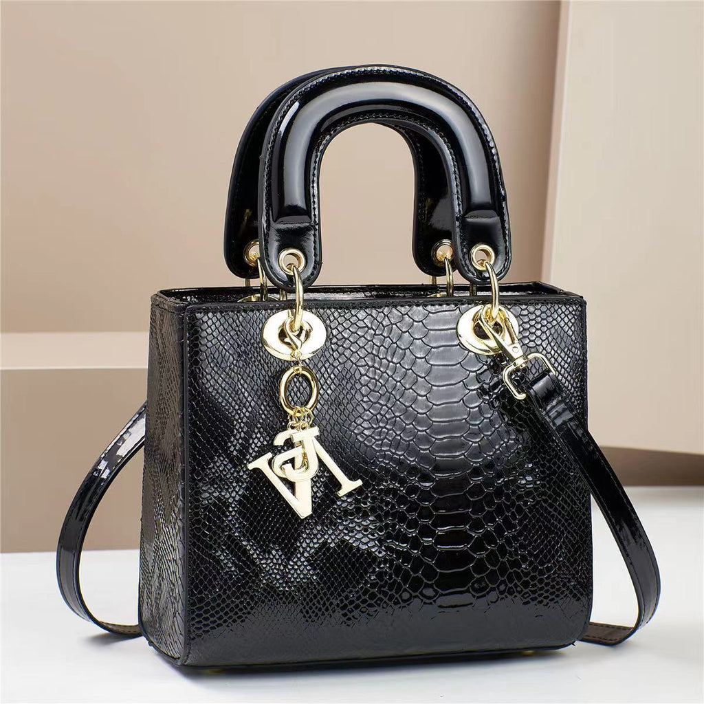 Sarah Express Structured Snakeskin Pattern Messenger Handbag