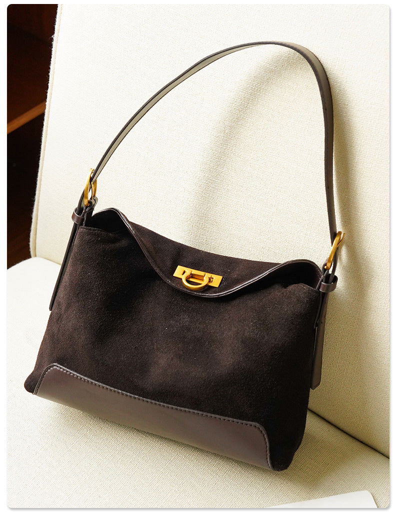 Sarah Express Sophisticated Suede Horizontal Square Tote Bag