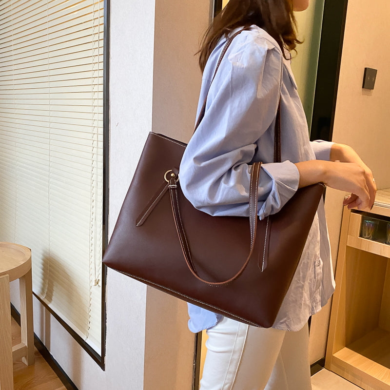 Sarah Express Structured PU Leather Shoulder Tote Bag