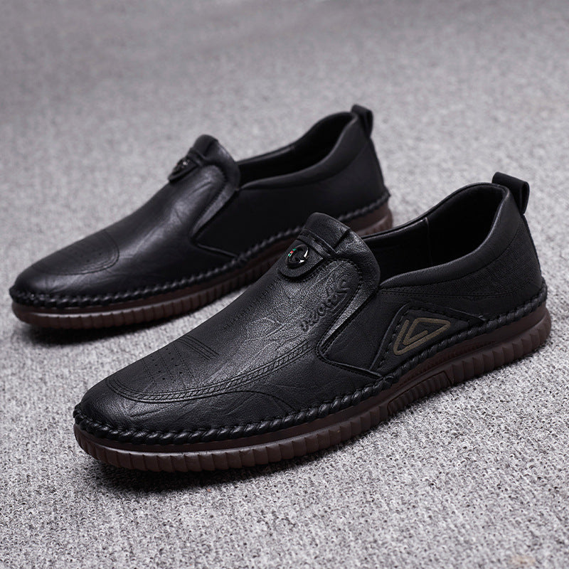 Sarah Express Men's Casual Cowhide Leather Slip-On Loafers