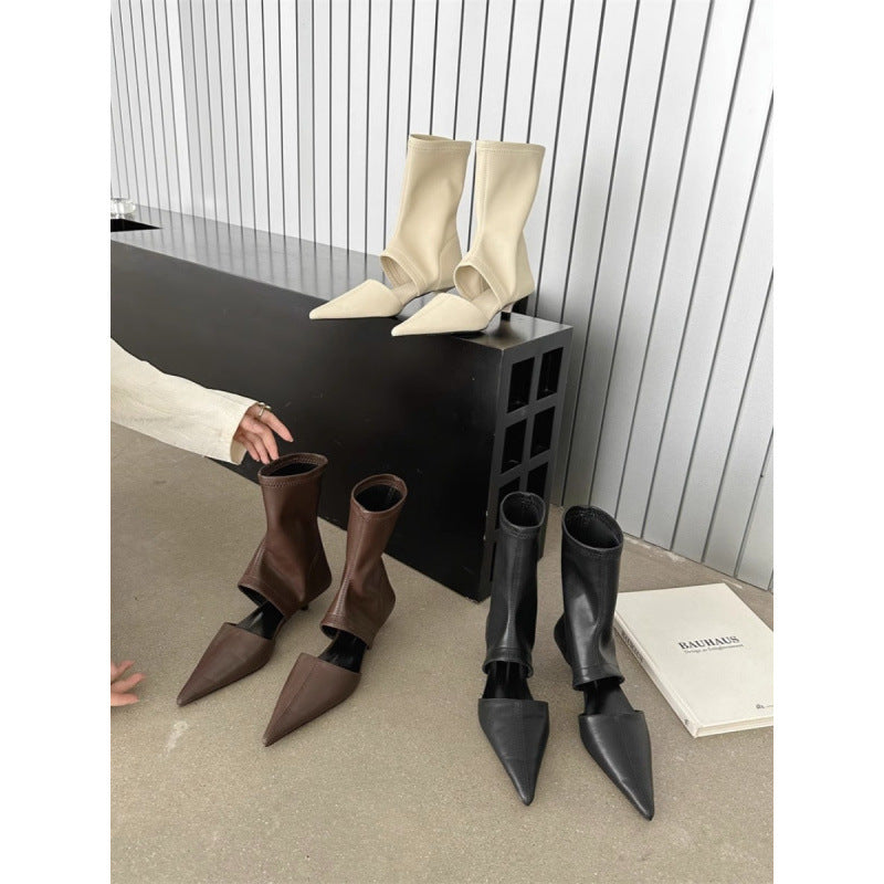 Sarah Express French Style Pointed Toe Stiletto Boots