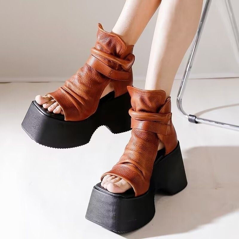 Sarah Express Women's Retro Platform Open Toe Sandals