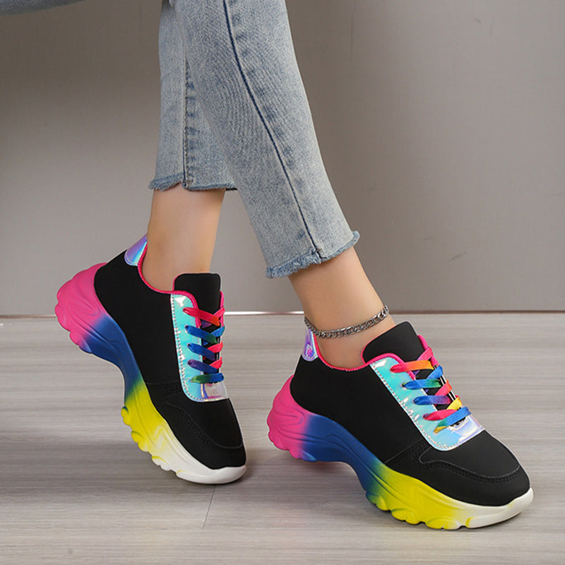 Sarah Express Rainbow Gradient Lace-Up Women's Sneakers