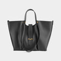 Sarah Express Genuine Leather Retro Structured Tote Bag Black
