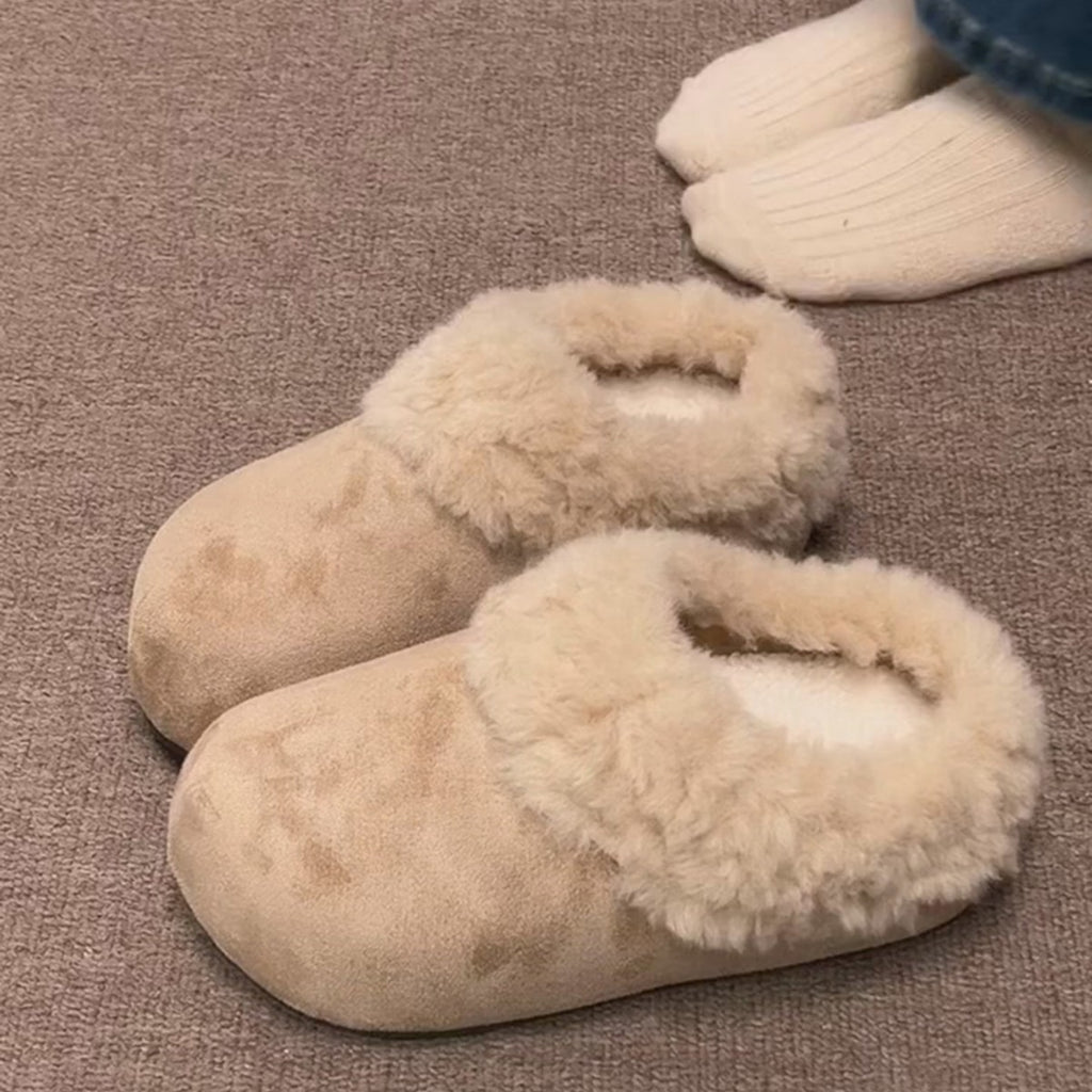Sarah Express Retro Thick-Soled Fleece-Lined Indoor Slippers