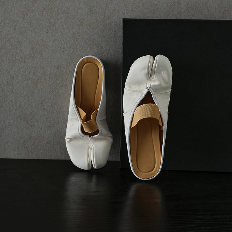 Sarah Express Split-Toe Tabi Leather Flat Mules