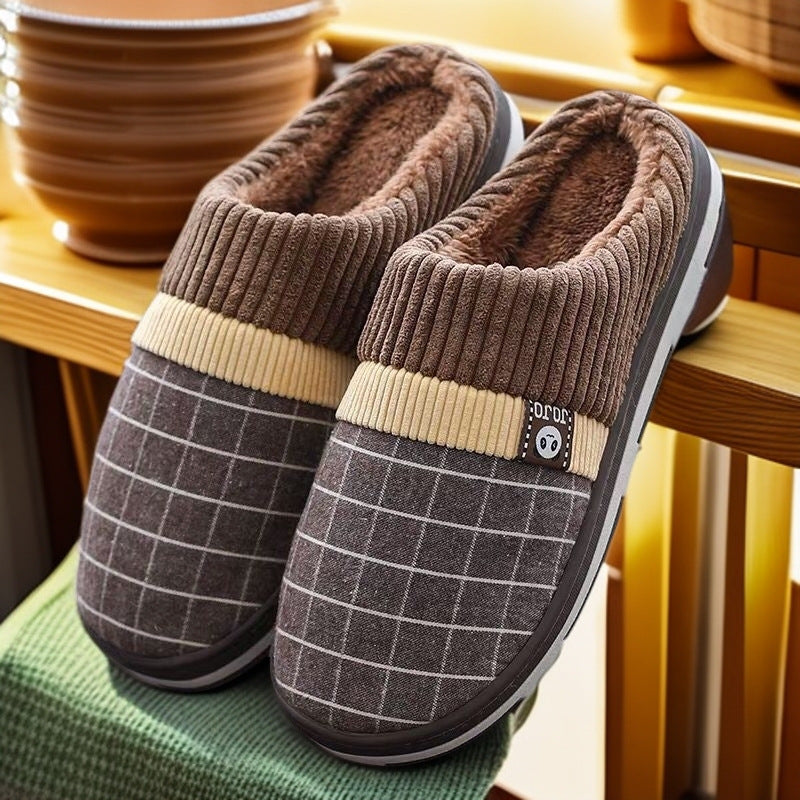 Sarah Express Men's Plush Cotton Indoor Winter Slippers