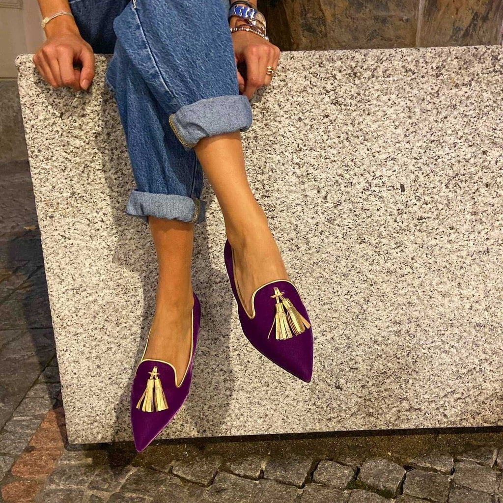 Sarah Express Pointed Toe Tassel Suede Flat Shoes