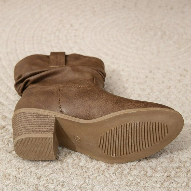 Sarah Express Retro Tassel Mid-Calf Western Boots