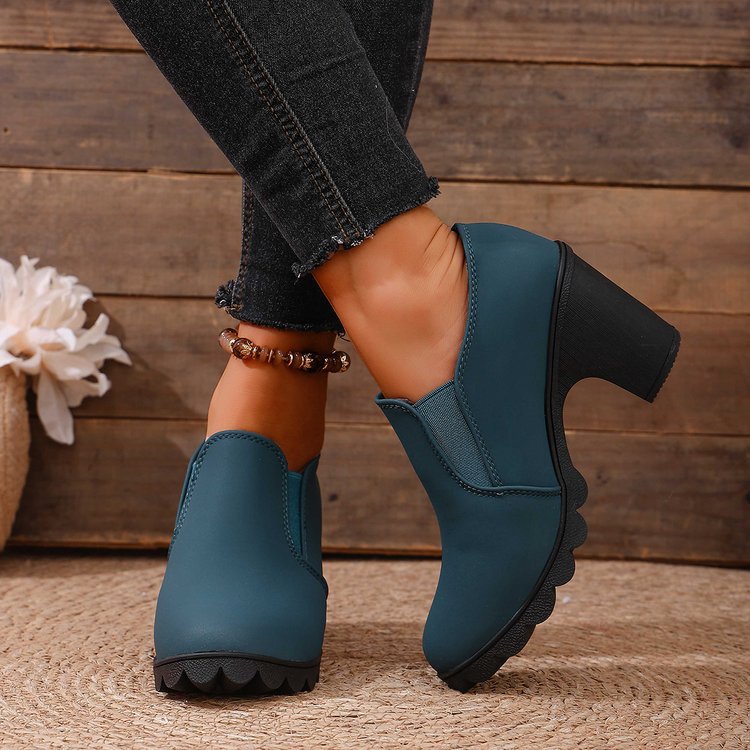 Sarah Express Women's Chunky Heel Mid-Calf Boots
