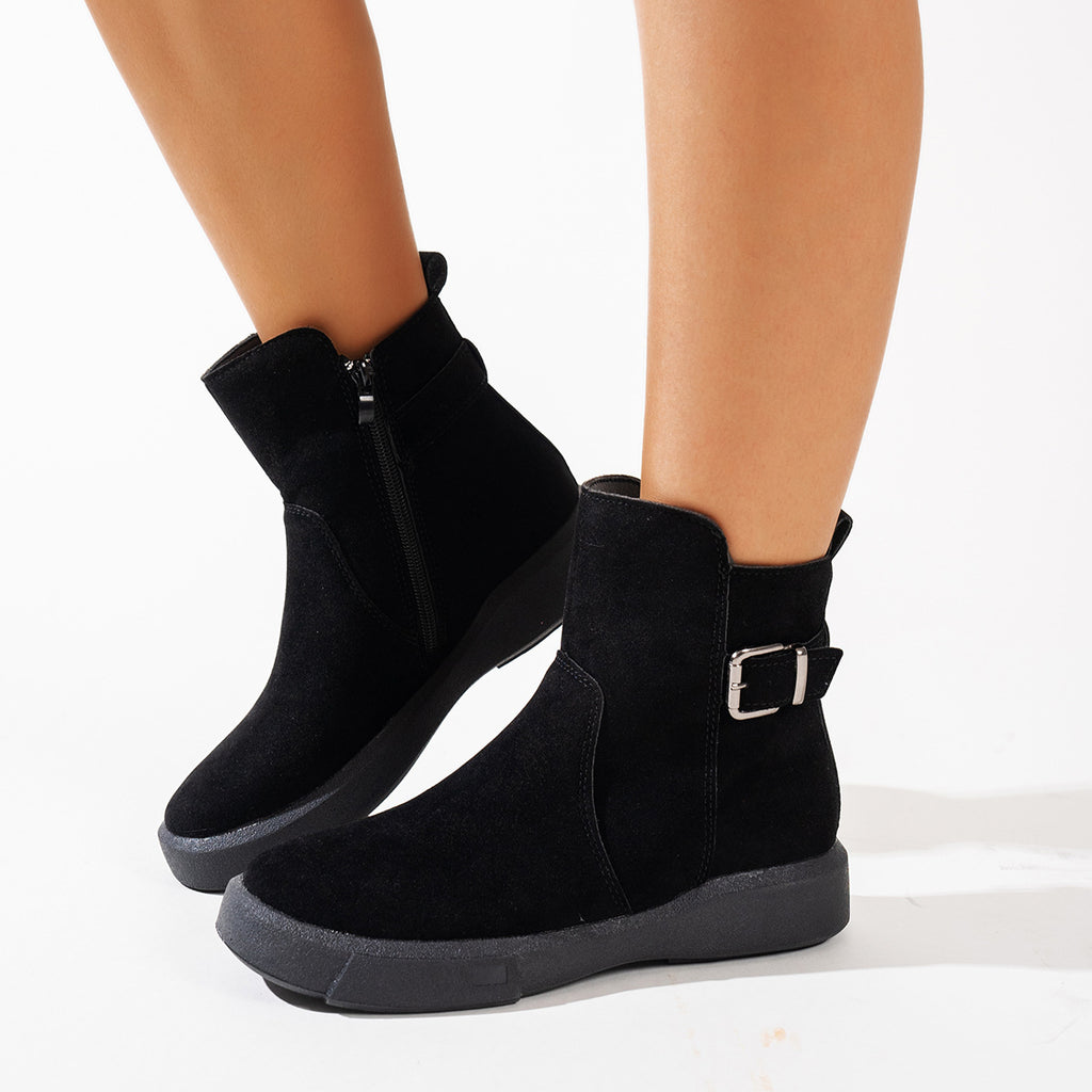 Sarah Express Women's Round Toe Suede Ankle Boots