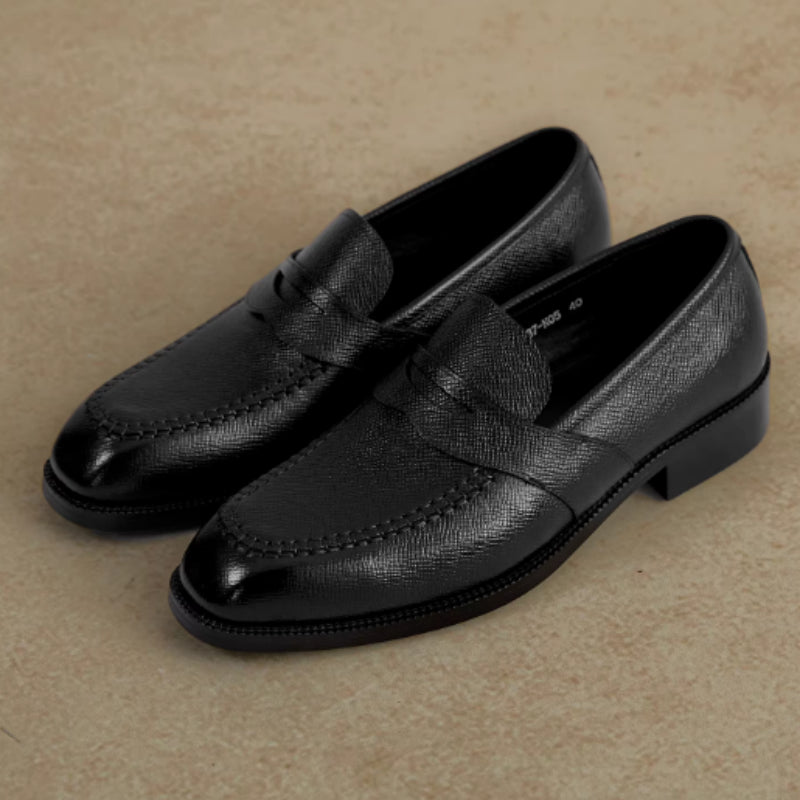 Sarah Express Men's Black Casual Leather Loafers