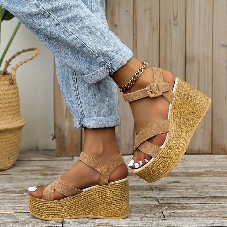 Sarah Express Cross-Strap Platform Wedge Sandals