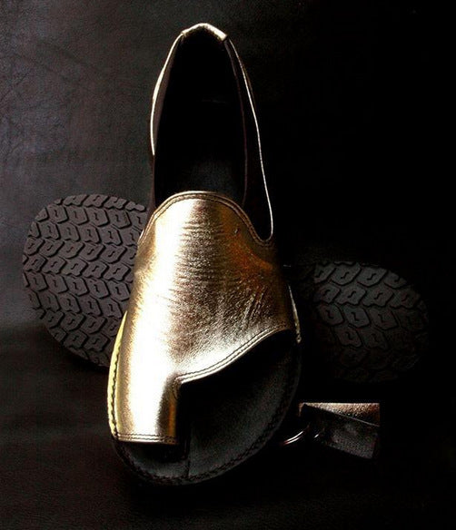 Sarah Express Round Toe Slip-On Summer Sandals Gold