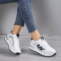 Sarah Express Casual Patterned Lace Up Sneakers White