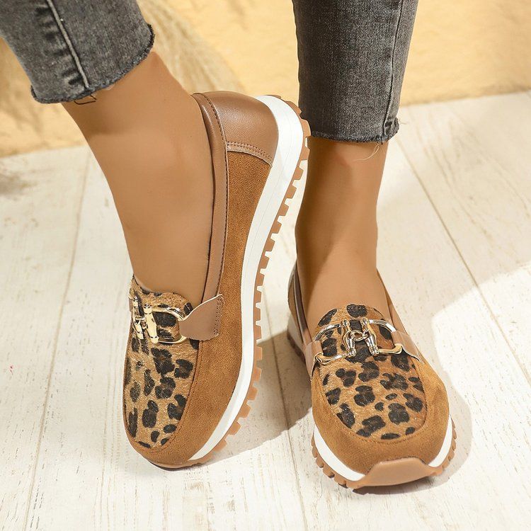 Sarah Express Round Toe Metal Buckle Leisure Loafers