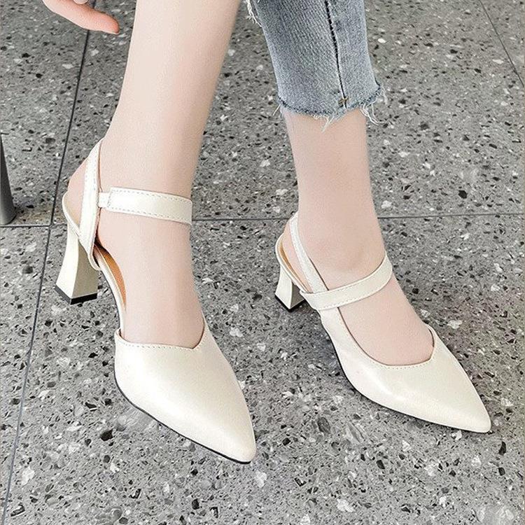 Sarah Express Closed-Toe Chunky Heel Ankle Strap Sandals