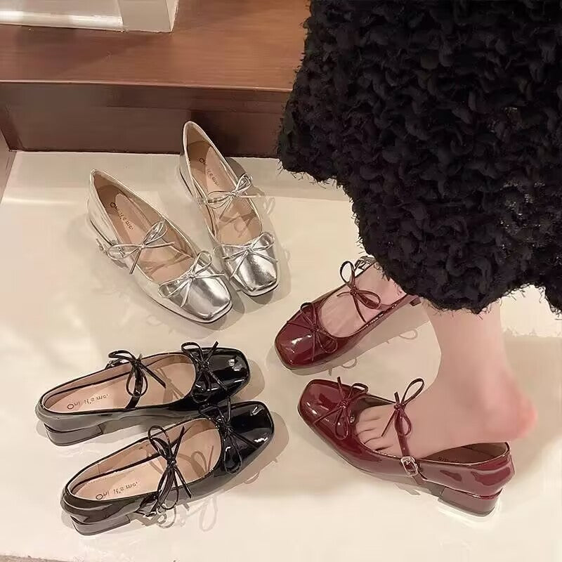 Sarah Express Square-Toe Mary Jane Shoes with Bow