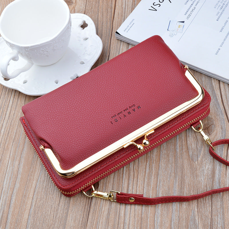 Sarah Express Lychee Pattern Lock Crossbody Phone Bag Red