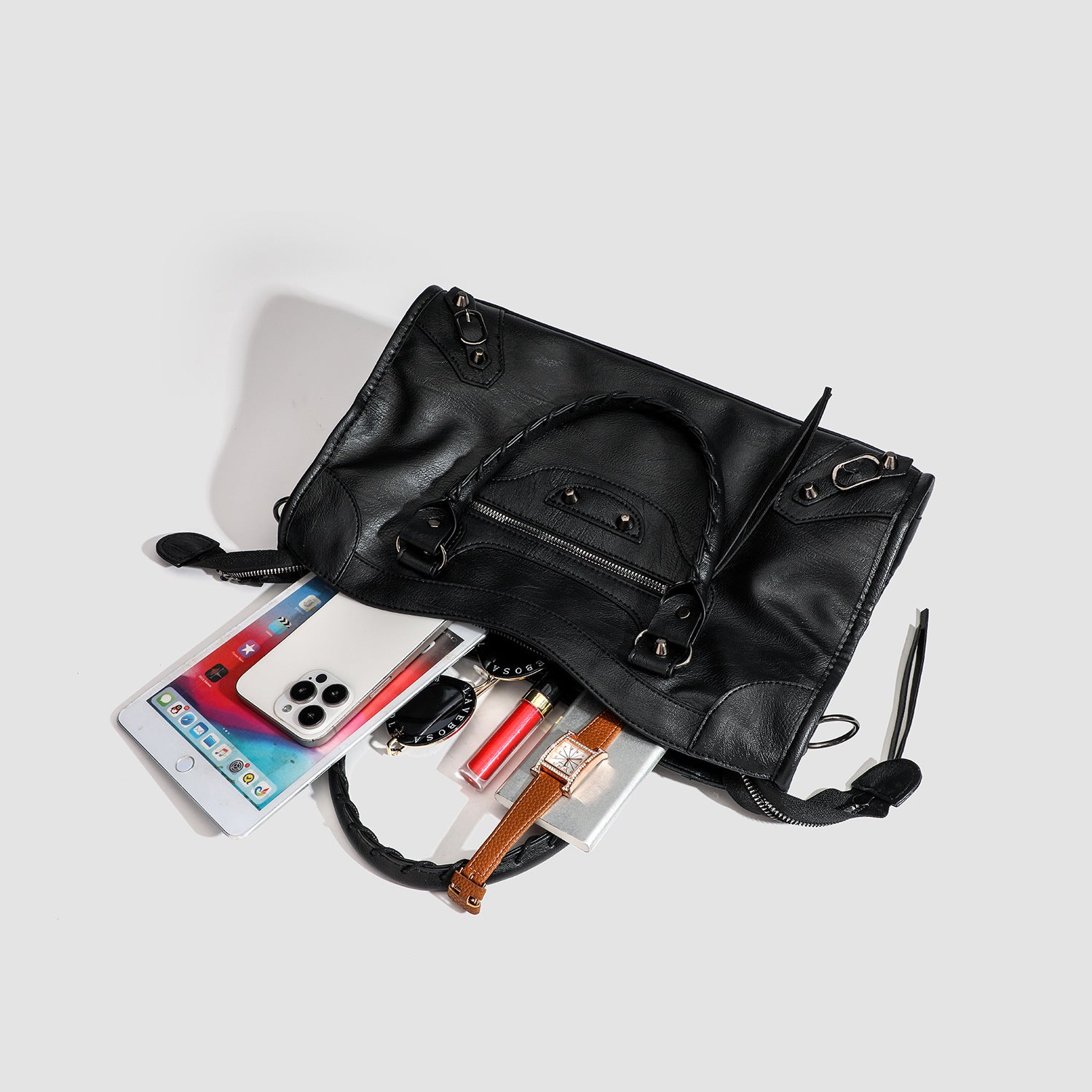 Sarah Express Studded Biker Crossbody Shoulder Bag