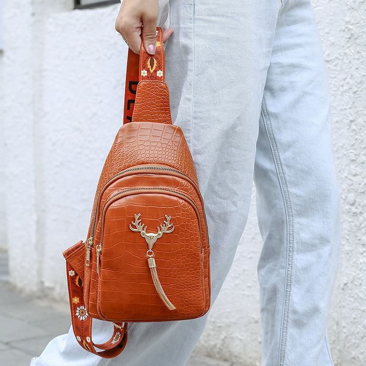 Sarah Express Deer Tassel Patterned Crossbody Chest Bag
