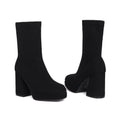 Sarah Express Square Toe Chunky Heel Ankle Boots Black