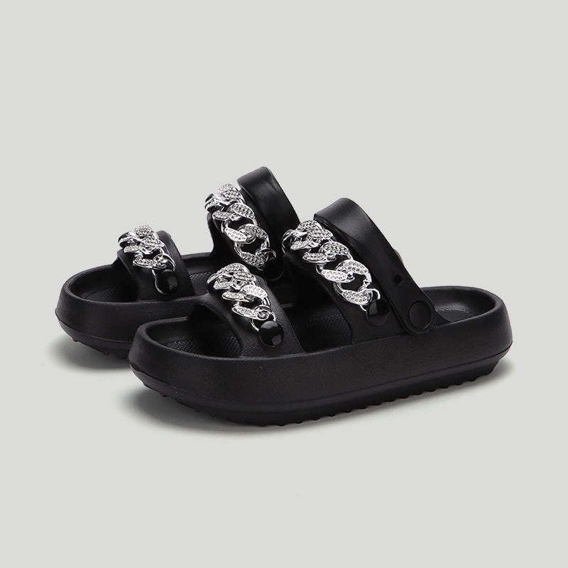 Sarah Express Chunky Chain Platform Sandals Black