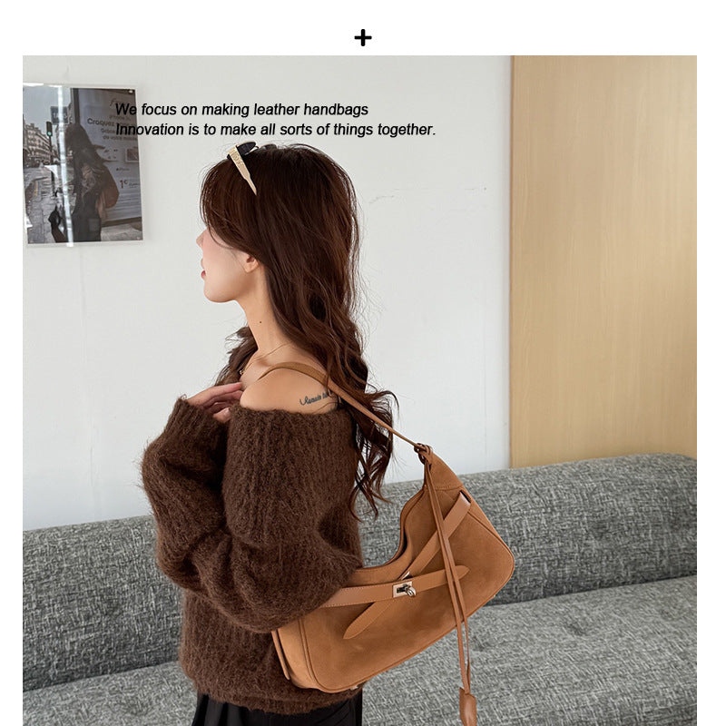 Sarah Express Matte Cowhide Leather Structured Crossbody Bag