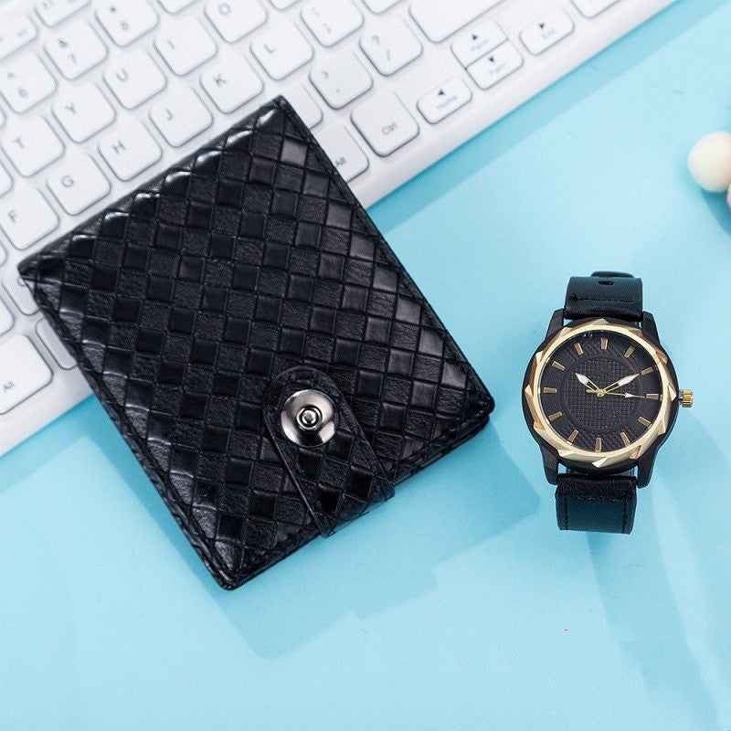 Sarah Express Men's Leather Wallet and Watch Set