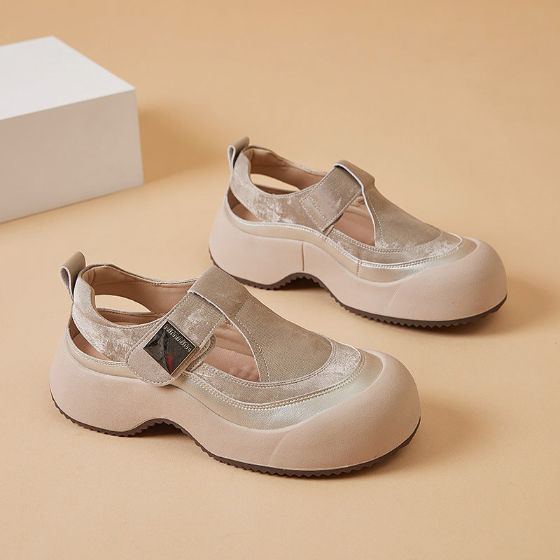 Sarah Express Hollowed-out Breathable Platform Sneakers G819 Champagne