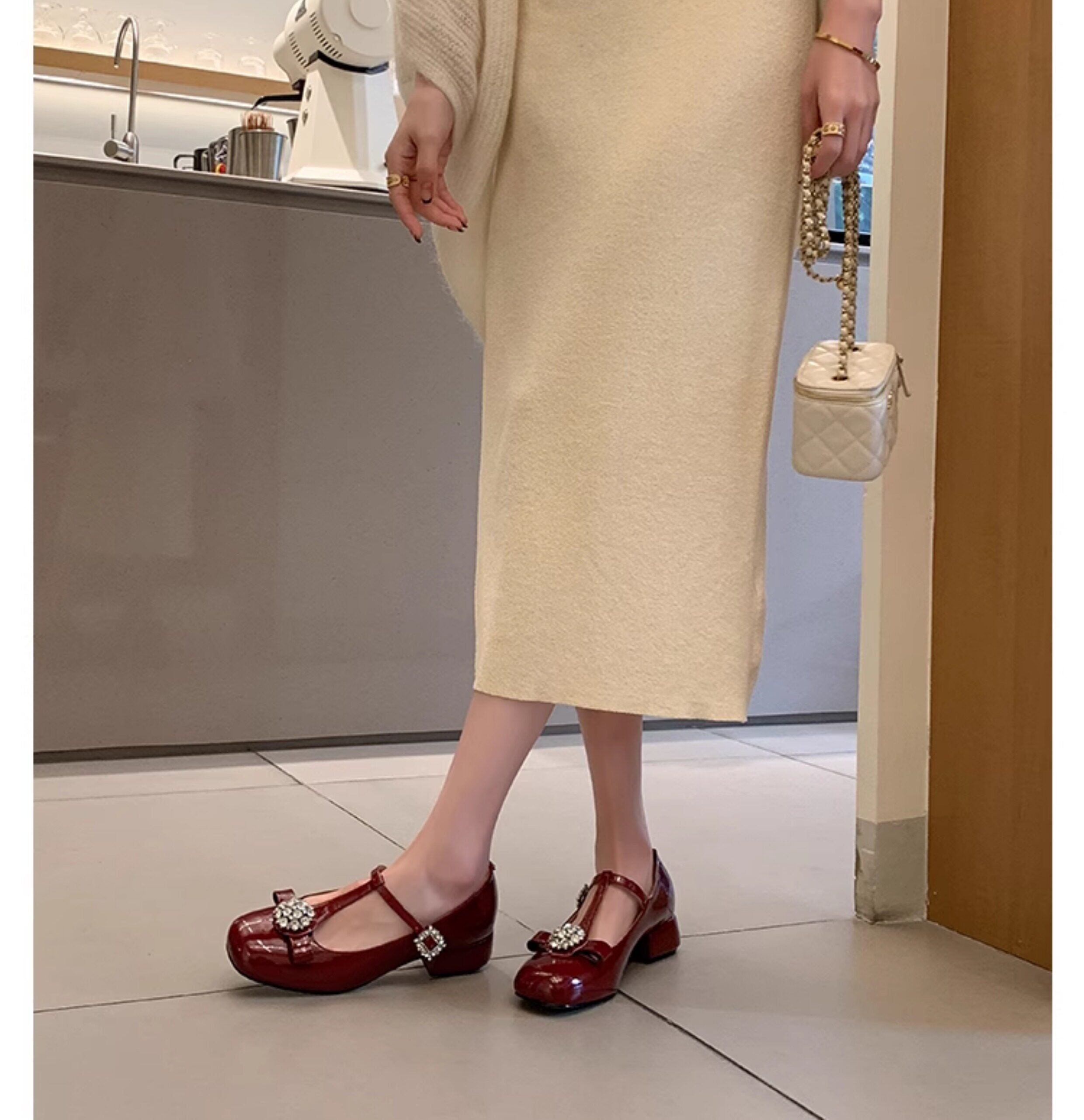 Niche Design SenseT-shaped Single Shoe With Rhinestones For Women 2026 Spring And Autumn New French Style Single Shoe With Mary Zhen Shallow Mouth – product detail alternate view 4