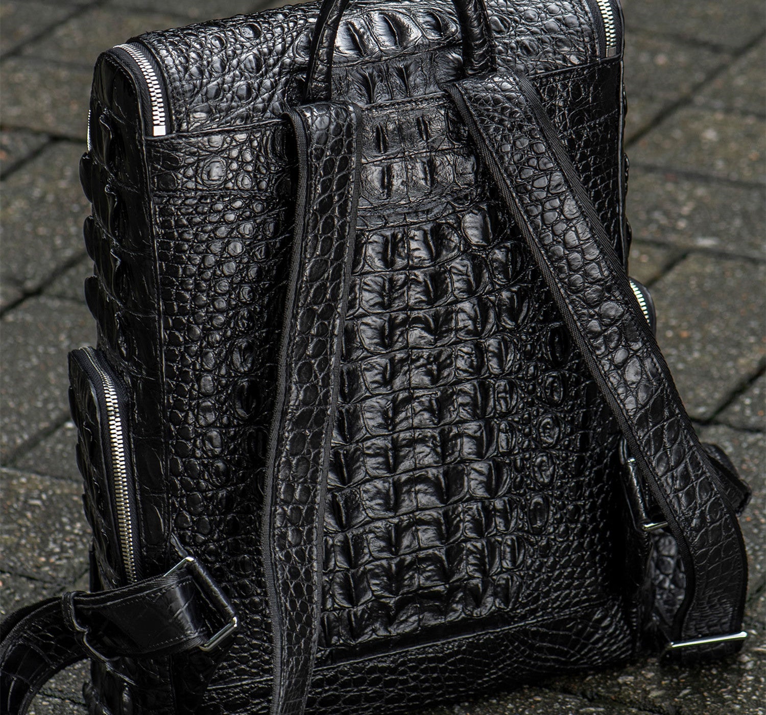 Sarah Express Crocodile Texture Handmade Business Travel Backpack