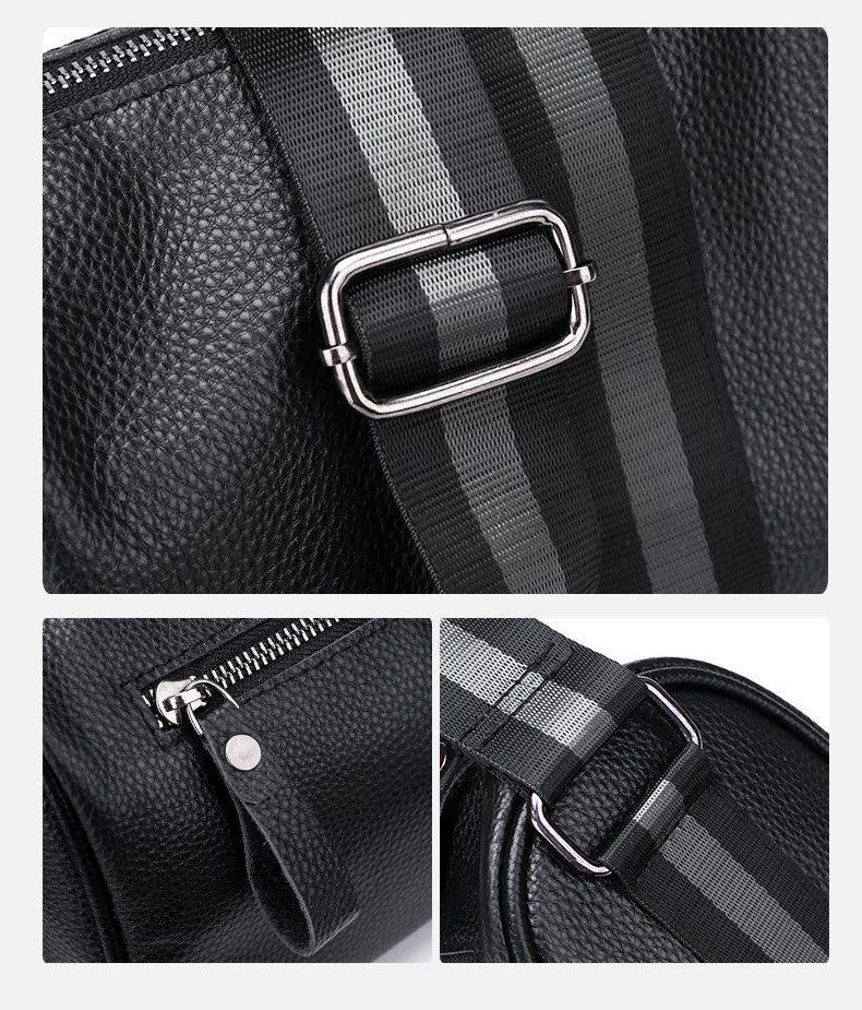 Sarah Express Leather Crossbody Bag with Striped Strap