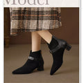 Sarah Express Pointed-Toe Suede Ankle Boots Black