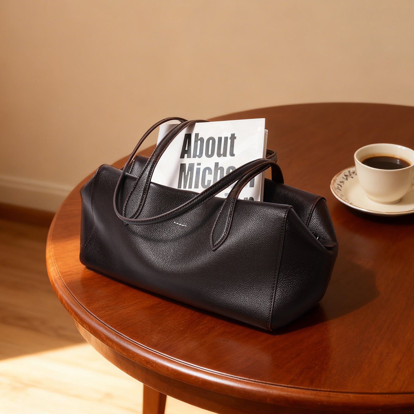 Sarah Express Solid Leather Tote Business Commuter Handbag