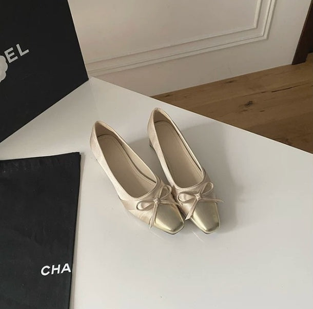 Women 2026 Spring Autumn New Square Toe High Heels, Soft Leather Comfortable Block Mid Heel Versatile Daily Shoes – front product view