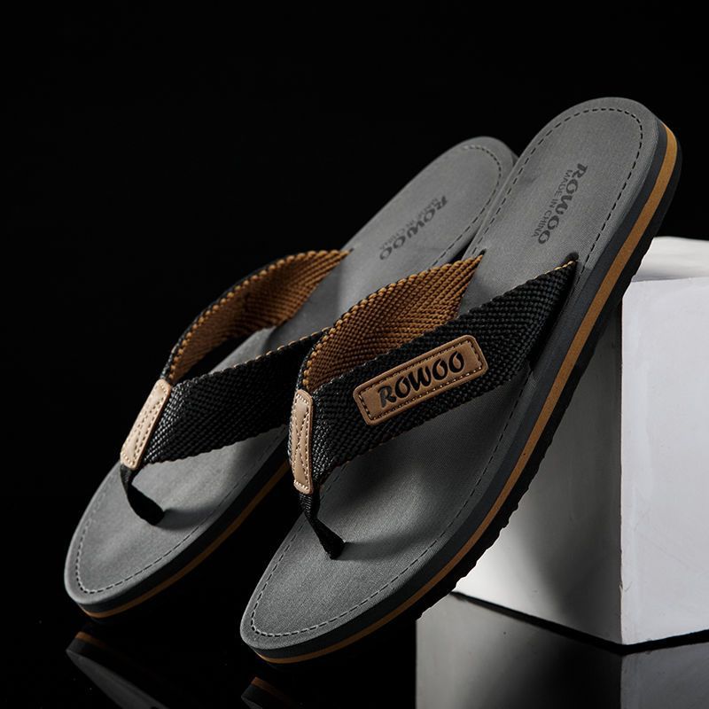 Sarah Express Men's Non-Slip Beach Sandals Black Fabric Strap