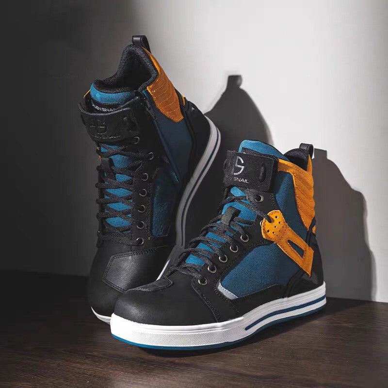 Sarah Express Snail Riding Motorcycle Boots Breathable Blue orange